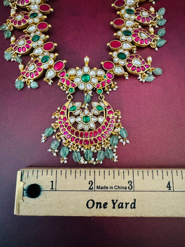 Jadau Kundan Necklace | Real Kemp Stones | Brass Base | No earrings | Gold Polish | Free Shipping | Ships from California
